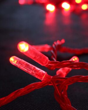 Stringlight,15 m, rød LED, statisk lys