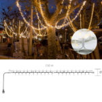 Klyngelyskæde på wire 7,5m, 420 LED Varm hvid LED, statisk lys