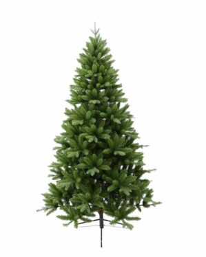 Kunstigt juletræ med tæt, naturligt udseende grene i grønne nuancer, ideelt til indendørs dekoration.