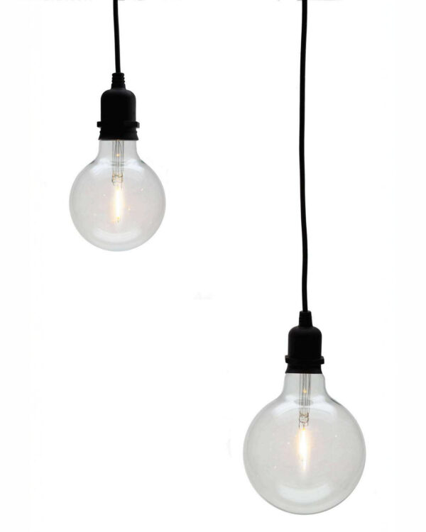 Nærbillede af dekorative LED pærer med store pære.