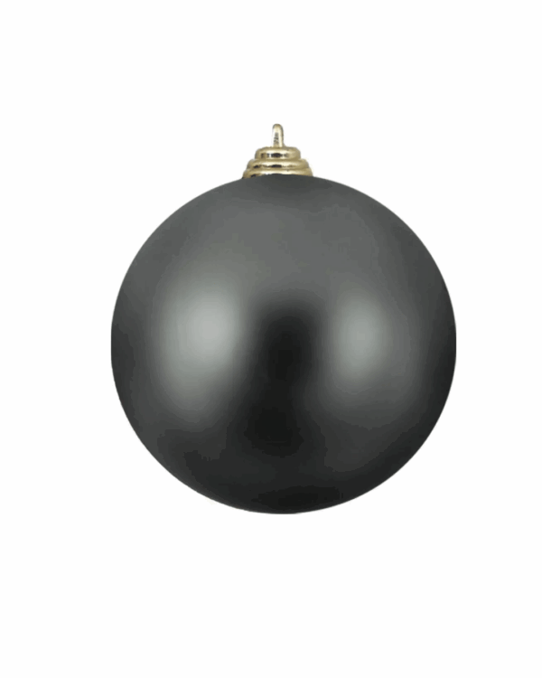 Olivengrå julekugle med mat finish i brandhæmmende plast til at hænge indendørs og udendørs.