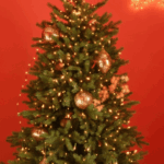 Lysgardin til juletræ - 1,8 m med 432 amber micro LED og 8 funktioner Varm hvid LED, statisk lys