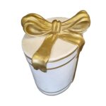 Julegave, hvid og guld, glasfiber, 45 cm 65 cm