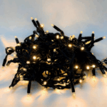 Stringlight, 15 m, varm hvid LED, statisk lys, sort ledning Varm hvid LED, statisk lys