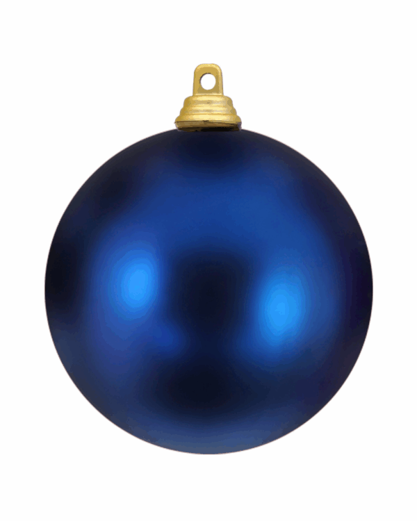 Mat blå julekugle i elegant plast med guldfarvet ophæng, velegnet til juletræer, dekorationer og professionel juleudsmykning i butikker, byrum, events og indendørs miljøer
