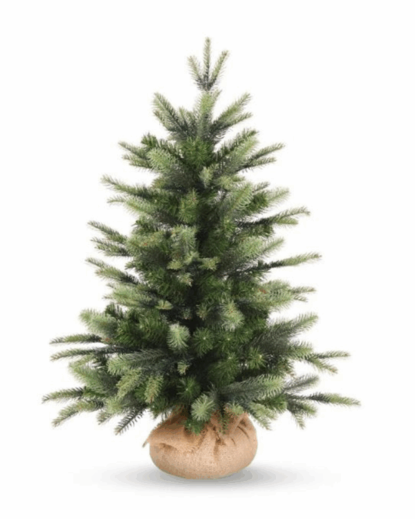 Lille juletræ med grene i 100% pe og jutebund