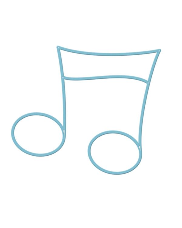 Blå 2D-musiknode i bioprint med rent, grafisk udtryk, designet til dekorative installationer og ophæng i byrumsudsmykning, events eller facader med kreativt, musikalsk tema.