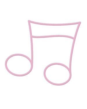 Lyserød 2D-musiknode i enkelt grafisk design, velegnet som dekorativt motiv til byudsmykning, events og tematiske installationer, hvor farve, form og musikalsk udtryk skaber stemning.