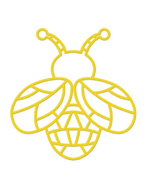 Gult bi-motiv i bæredygtigt bioprint til sommerudsmykning, velegnet til ophæng i byrum, facader og gader som dekorativt element i professionelle sæsoninstallationer og offentlige handelsmiljøer året-rundt.