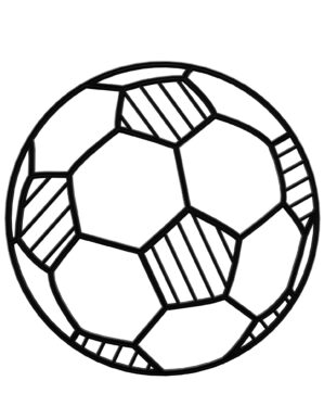 Sort grafisk 2D-fodbold i bioprint til ophæng, egnet til byrum og events, med tydelig kontur, geometriske felter og let konstruktion til professionel udsmykning året rundt.