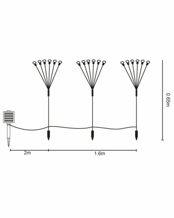 Tegning af LED lyspinde med solceller