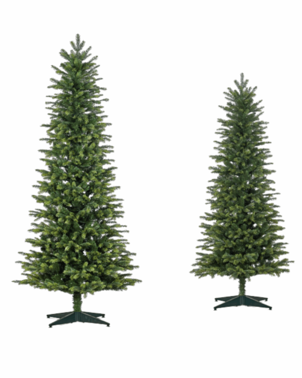 Naturtro kunstigt juletræ med slankt design og grene i PE og PVC mix