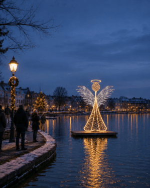 Stor engel med lys