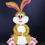 3D-påskehare H: 2,9 m, Golden bunny, aluminium Guld