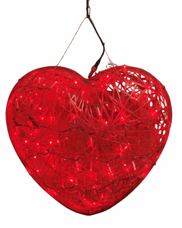 Glasfiber hjerte med JadaLight PRO lyskæde med varm hvid,