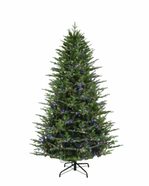 Kunstigt juletræ med RGBW lys på hvid baggrund.