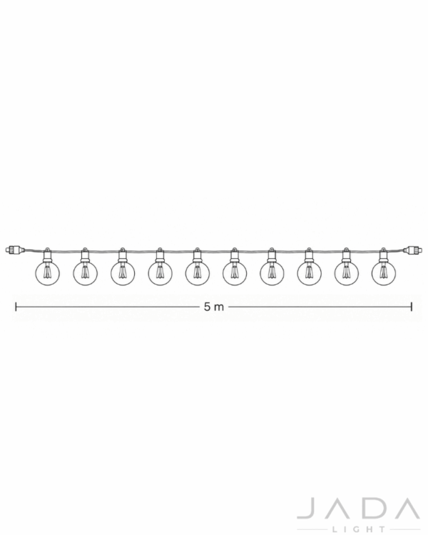 Stregtegning af JadaLight PRO Golf-Ball Party String LIght.