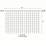 Curtain Light, L: 2 x H: 5 m, varm hvid, statisk lys, sort ledning 5 m