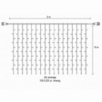 Curtain Light, L: 2 x H: 10 m, varm hvid, statisk lys, sort ledning 10 m