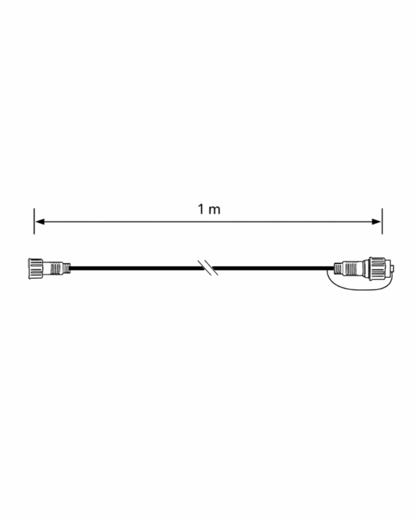 Tegning af forlængerledning til LED+ 1m hvid.