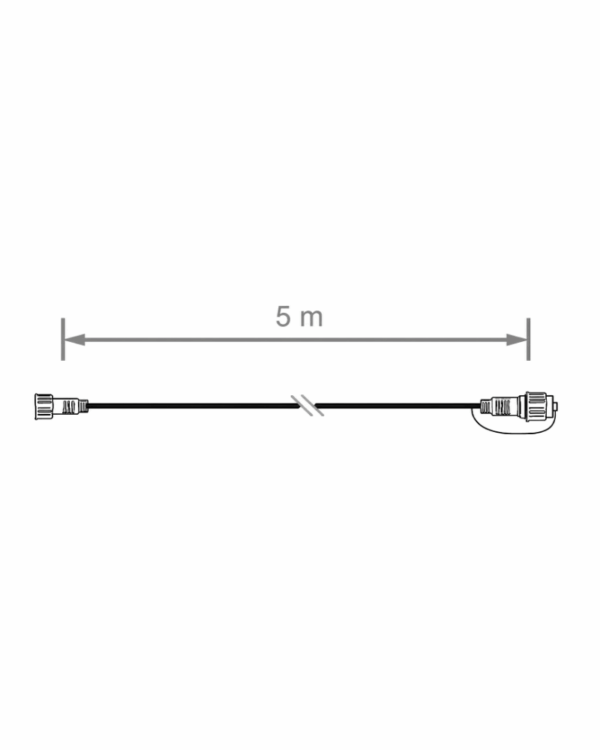 Tegning af forlængerledning til LED+ og Octoplus på 5 m.