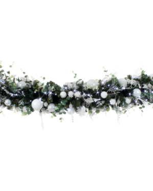 Kunstig granguirlande m. LED og dekoration, FROSTY