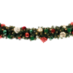 Kunstig granguirlande m. LED og dekoration, Ø 30 cm x L: 270 cm, SWEETMAS Rød