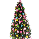 Kunstigt juletræ m. LED og dekoration, Hana, 210 cm, SWEETMAS Pink