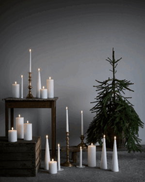 Julemiljø med mange LED lys i forskellige designs.