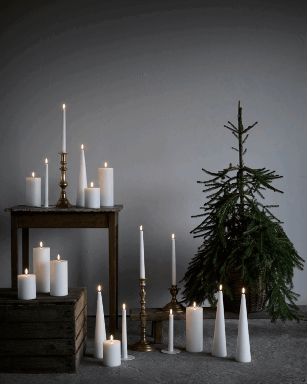 Julemiljø med mange LED lys i forskellige designs.