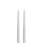 Uyuni LED taper candle, Nordic white, Smooth, 2-pack, 2,3x25 cm 10.8 m