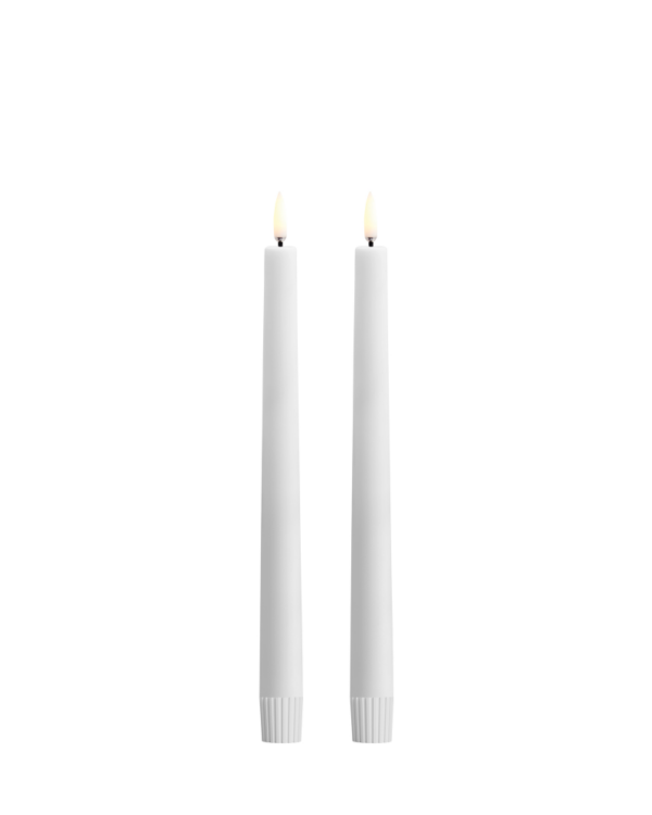 Uyuni LED taper candle nordic white, smooth, 2 pack, 2,3x25 cm