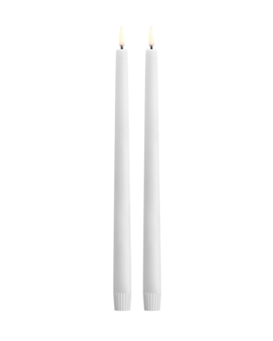 Uyuni LED taper candle Nordic White, smooth, 2 pack, 2,3x32 cm
