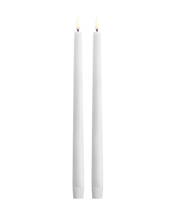 Uyuni LED taper candle Nordic White, smooth, 2 pack, 2,3x32 cm