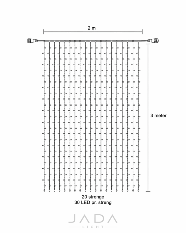 LED PRO lysgardin der er 2 meter langt og 3 meter bredt.