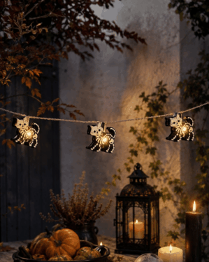Halloween lyskæde med skeletkatte