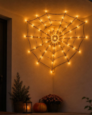 LED edderkoppespind til udendørs halloweenudsmykning