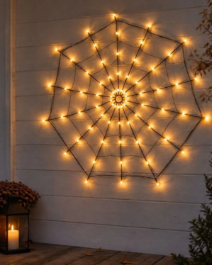 Lysende halloween spindelvæv