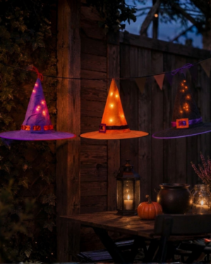 Lysende halloween heksehatte